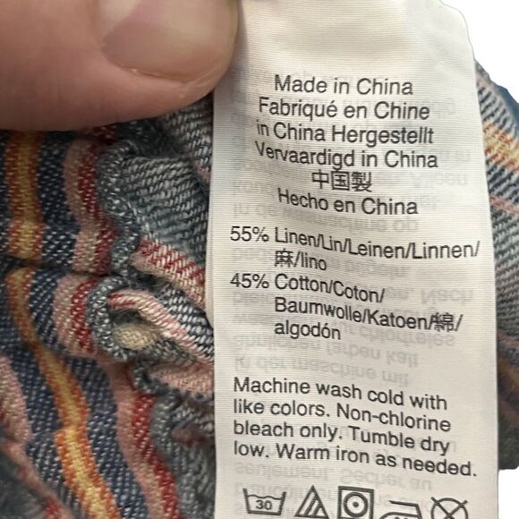 Madewell Huston Crop Pants Women’s Size Medium Rainbow Stripe Tall Pull-On Wide - Picture 9 of 13